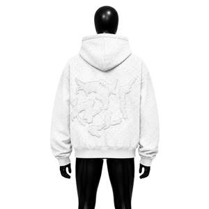 Sudadera Oversize Blanca con Pedrería Lavada, Estilo Urbano Premium, con Detalle Sutil de Tachuelas Brillantes, Bolsillo Canguro, Corte Relajado - Product Image 2