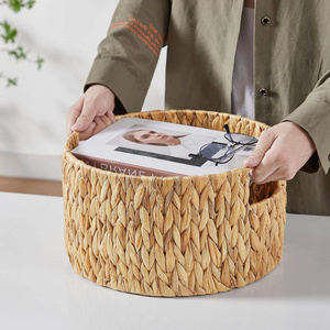 <b>Large</b> Round Hand-Woven Wicker <b>Storage</b> <b>Basket</b> Water Hyacinth Material Handles Multifunction Custom Logo for Home Organization - Product Image 2