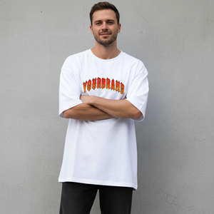 Camiseta de hombre de algodón 100% de alto gramaje, color blanco sólido, ecológica, de corte holgado y estilo hip hop, con logotipo personalizado serigrafiado OEM. - Product Image 5