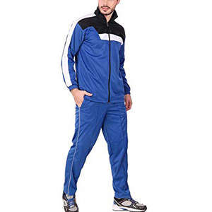 Survêtement Homme Bleu Color Block Manches Longues Col Montant Fermeture Éclair Style Sportif Respirant Polyester Idéal Automne - Product Image 2