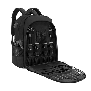 Sac à dos portable de grande capacité pour barbier et cosmétiques, rangement extérieur pour coiffeur avec 2 plateaux, trousse de maquillage en nylon - Product Image 1