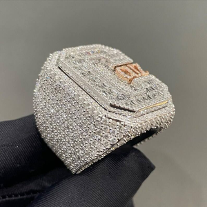 Bague de luxe en moissanite lettre R sertie de pierres, en argent sterling, pour homme, style hip-hop, bijou tendance - Product Image 3