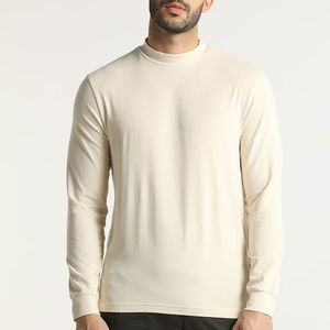 Camisetas de Manga Larga para Hombre, Nuevas para Invierno, 100% Algodón, Estilo Urbano, Cuello Redondo, Corte Regular, Ligeras, Ecológicas, para Gimnasio y Entrenamiento - Product Image 1