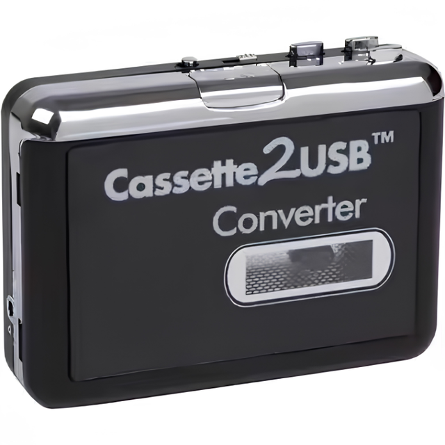 Cassette2USB Converter Audio Cassette to USB Digital Recorder Portable Plastic Black