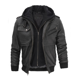 Chaqueta de Motociclista de Cuero PU para Hombre, Color Sólido, Cierre de Botones Cubiertos, Forro Polar, Transpirable, Resistente al Viento, Estilo Bomber Informal de Invierno - Product Image 1