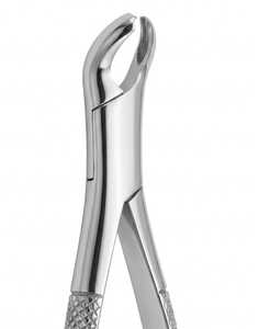 Forceps d'extraction dentaire pour molaires inférieures, chromés, en acier inoxydable, avec poignées texturées et becs dentelés - Product Image 1