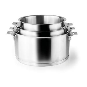 Set di 3 pentole in acciaio inossidabile con manici per cucinare e cuocere a vapore - Product Image 1
