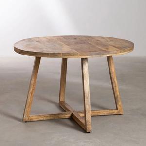 Vandana Hexa Stellar <b>Round</b> Wooden <b>Dining</b> <b>Table</b> With Metal Legs (<b>Solid</b> <b>Wood</b>) - Product Image 2