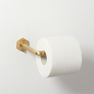 Porte-rouleau de papier toilette mural de luxe moderne en laiton massif, finition or brossé, robuste, pour hôtels et ensembles de quincaillerie - Product Image 1