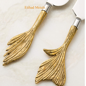 Premium Starlight <b>Cake</b> <b>Servers</b> Set of 2 Set Starlight <b>Cake</b> <b>Servers</b> White Brass handle Premium Gold Dessert <b>Server</b> Set of 2 - Product Image 6