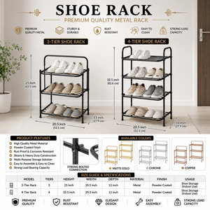 <b>Shoe</b> <b>Rack</b> Organizer Stainless Steel Adjustable <b>Storage</b> Stand Space Saving Modern Design for Home - Product Image 1