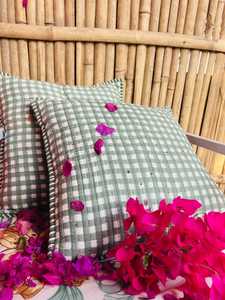 Patchwork Cotton Cushion Cover Kantha Stitch <b>Quilted</b> Pillowcase Multicolor Decorative <b>Throw</b> Cover for Home Decor - Product Image 1