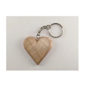 Llavero de Madera con Anillos Metálicos, Forma de Corazón, Ecológico, Regalo para el Día de San Valentín, Anillo Metálico Adjunto - Product Image 1