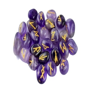Offre Spéciale 25 pièces naturel améthyste rune ensemble meilleure qualité sculpté cristaux de guérison agate runes gravées pierres précieuses - Product Image 1