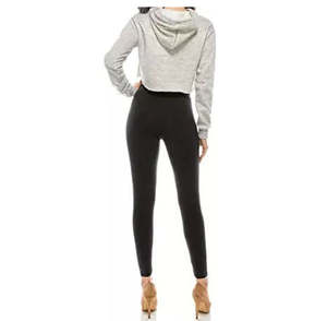 Hoodie court tendance pour femme en coton, tissu tricoté doux, respirant, molletonné, décontracté, style streetwear, hiver, automne, printemps, éco-responsable - Product Image 5