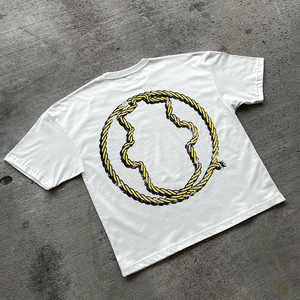 T-shirt en coton blanc pour homme, col rond, manches courtes, coupe classique, imprimé personnalisé « Always Climb Cautiously », vente en gros - Product Image 2
