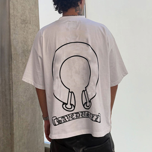 Nueva llegada: Camiseta de verano para hombre, de algodón grueso, de manga corta, con estampado gráfico personalizado, corte holgado, a precios razonables. - Product Image 4