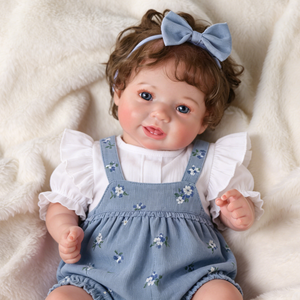 Poupées Reborn Fille Babeside 20 pouces, Cheveux Courts Bruns Implantés à la Main, Yeux Mobiles, Salopette Bleue, Corps en Tissu, Kit <span class=keywords><strong>de</strong></span> Poupée en Gros - Product Image 4