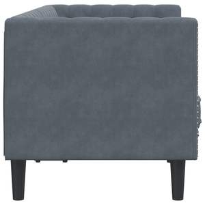 Canapé Chesterfield 2 places en bois massif et velours gris foncé pour salon - Product Image 5