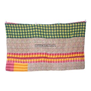 Indian <b>Handmade</b> Print Kantha <b>Quilt</b> Set Indian Reversible Hand Stitched Heavy Throw Old Sari Blanket Patch Work Heavy <b>Quilt</b> - Product Image 5