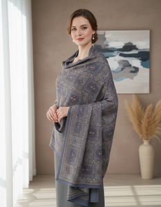 Chal Largo de Invierno 100% Pashmina para Mujer, Ecológico, con Bordado Floral/Geométrico, Transpirable y Duradero - Product Image 2