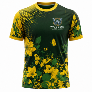 T-shirt professionnel personnalisé à col roulé et manches courtes pour homme, en polyester, imprimé sérigraphié, style sportif formel, motifs vifs sur toute la surface - Product Image 1