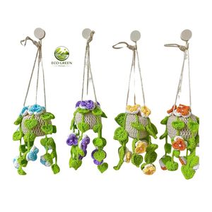 Cesta Colgante de Flores Tejida a Crochet, Ecológica y Hecha a Mano, Decorativa, para Plantas, Decoración de Pared del Hogar, Regalo de Boda - Product Image 1