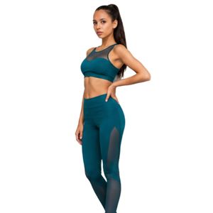 Conjunto Deportivo de Dos Piezas para Mujer, Top Deportivo Transpirable de Malla con Camuflaje Verde Azulado y Leggings de Cintura Alta, Ropa Deportiva para Fitness y Entrenamiento - Product Image 4