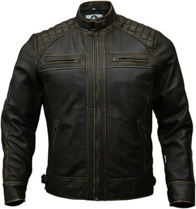 Blouson de moto unisexe en cuir à manches longues, color-block, coupe-vent, anti-UV, respirant, grandes tailles, toutes saisons, personnalisable - Product Image 1