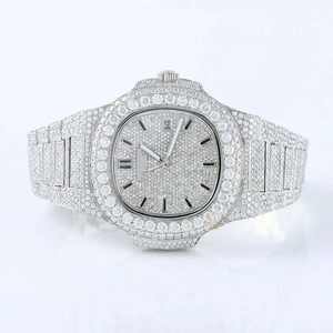 Reloj Mecánico Personalizado con Esfera Cuadrada de Moissanita, Cristal de 6mm de Grosor, Correa de Acero Inoxidable, Estilo Ejecutivo y Elegante - Product Image 1