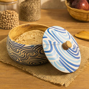 Handcrafted <b>Wooden</b> Round Chapati <b>Box</b> Natural Wood Roti <b>Storage</b> Container - Product Image 2