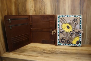 Tooled Leather Portfolio Organizer Portfolio <b>A4</b> Customized Leather Document Portfolio <b>File</b> - Product Image 6