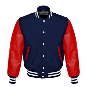 OEM Manufacturer High Quality Customizable Men's Varsity Baseball <b>Jacket</b> Chenille Embroidery Leather Sleeves Stand Front College - Product Image 1
