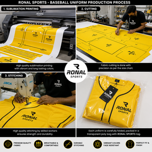 Uniforme de Béisbol Unisex Amarillo RONAL SPORTS, Manga Corta, Cierre de Hebilla, Transpirable, 100% Poliéster, para Todas las Temporadas, Adulto, Corte Holgado - Product Image 4