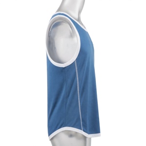Débardeur sans manches Amkoor pour homme, bleu roi, col rond, séchage rapide, respirant, en polyester tricoté, vêtement de sport décontracté, color block - Product Image 4