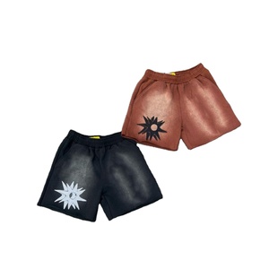 Shorts pour hommes de haute qualité, style streetwear, couleur unie, effet délavé, 100% polyester, respirant, personnalisable, design délavé à l'acide, numérique - Product Image 6