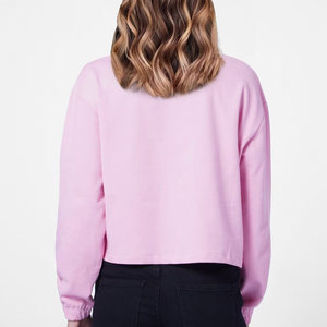 BRANIS SPORTS <b>Women's</b> Pink <b>V</b>-<b>Neck</b> Long Sleeve Knitted Cotton Hooded <b>Sweatshirt</b> Casual Autumn Wear Solid Color Breathable Regular - Product Image 3