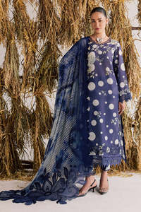 Élégant Salwar Kameez en Soie Brodé Bleu Marine, Coupe Ample Longueur Ras du Sol, Tenue de Mariage Indienne/Pakistanaise pour Femme, Toutes Saisons, Livraison Rapide - Product Image 4
