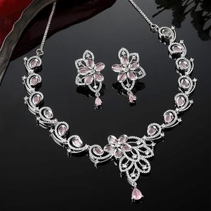 Silver Plated Flower <b>Crystal</b> <b>Earrings</b> Set Women Romantic Wedding Jewelry Alloy Rhinestone Pear Cut <b>Stud</b> Drop <b>Earrings</b> - Product Image 3
