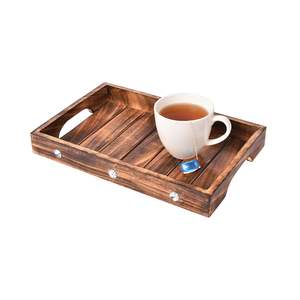 Plateau de service élégant en bois brun, fait main, pour fruits, idéal pour la table à manger, la maison et les restaurants. Disponible pour les foyers. - Product Image 4