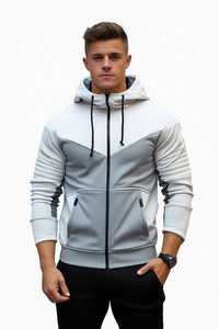 Unisex Solid Zip-Up Hoodie Gray <b>White</b> Long Sleeve Hooded Fleece Streetwear <b>Sweatshirt</b> for Winter Digital Printing OEM Service - Product Image 5