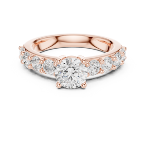 Anillo solitario con diamante cultivado en laboratorio Lumen Crest, redondo, en oro de 10k/14k/18k/plata, con engaste de púas compartidas. - Product Image 3