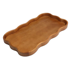 Plateau décoratif en bois avec poignée, plateau de service rectangulaire en bois pour le petit-déjeuner au lit, plateau décoratif en bois - Product Image 1