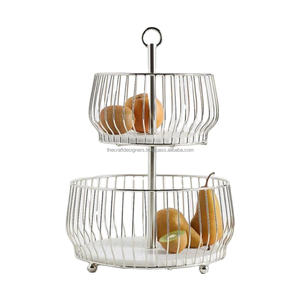 Panier et support décoratif à 2 niveaux pour fruits et légumes Rangement multifonctionnel Panier et pots de qualité supérieure Support à fruits - Product Image 6