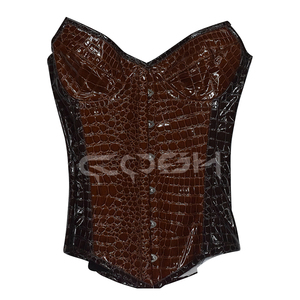 Corsé Premium Marrón con Relieve Brillante de PVC, con Varillas de Acero, para Entrenamiento de Cintura, Top Bustier para Moda y Fiestas - Product Image 3