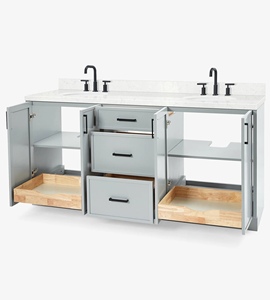 OEM Keziah 72 Inch <b>Bathroom</b> Vanity Cabinet Double Sink Cabinet Only 4 Finish Options Factory Direct Vietnam - Product Image 4