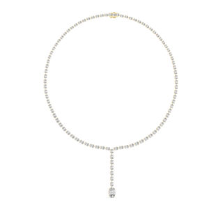 สร้อยคอทองคำ 14K รูปไข่ประดับเพชรเลี้ยงในห้องปฏิบัติการสำหรับผู้หญิง สวมใส่ได้ในที่ทำงาน |   เพชรที่เพิ่งเพาะเลี้ยง - Product Image 5