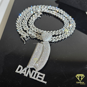 Luxury Custom Letter Pendant Necklace <b>Iced</b> <b>Out</b> Moissanite Diamond Cuban <b>Chain</b> Fashion Jewelry - Product Image 5