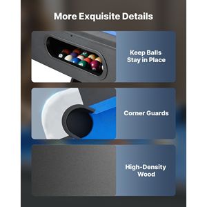 ชุดโต๊ะพูลแบบพกพาขนาด 7 ฟุต ปรับระดับได้ พร้อมชั้นวางลูกและไม้คิว อุปกรณ์เกมส์เพื่อความบันเทิงที่มั่นคง - Product Image 4