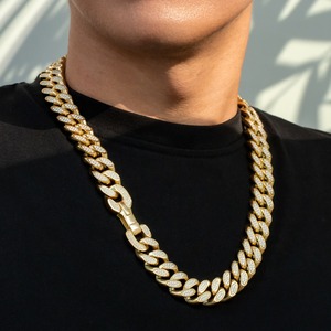 Best Quality Luxury Moissanite Diamond Cuban Link <b>Chain</b> Necklace for Men Hip Hop Jewelry <b>Iced</b> <b>Out</b> Shine Available for Sale - Product Image 1